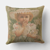 "A Budding Easter" Vintage Illustration, ca. 1890 クッション (裏面)