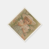 "A Budding Easter" Vintage Illustration, ca. 1890 スタンダードカクテルナプキン (角)