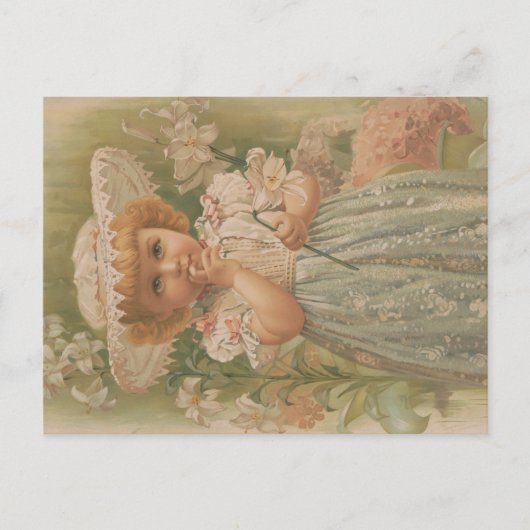 "A Budding Easter" Vintage Illustration, ca. 1890 ポストカード (正面)