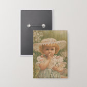 "A Budding Easter" Vintage Illustration, ca. 1890 缶バッジ (正面/裏面)