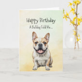 A Bulldog Personality Birthday Fun Animal カード (黄色い花)