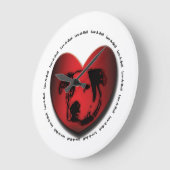 A-BullLove-A-Bull Americanのブルドッグピットブルハート ラージ壁時計 (傾斜)