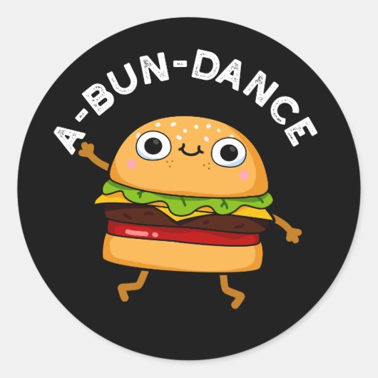A-bun-dance踊りおもしろいバーガープンダークBG ラウンドシール (正面)