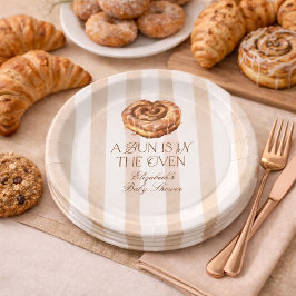 A Bun in the Oven Cinnamon Roll Theme Baby Shower ペーパープレート