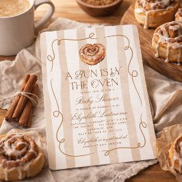 A Bun in the Oven Cinnamon Roll Theme Baby Shower 招待状