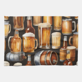 A Bunch of Beer kegs and Glasses  キッチンタオル