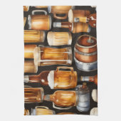 A Bunch of Beer kegs and Glasses  キッチンタオル (縦)