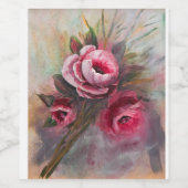 a Bunch of Pink Roses Painting done in Acrylic  ワインラベル (シングルラベル)