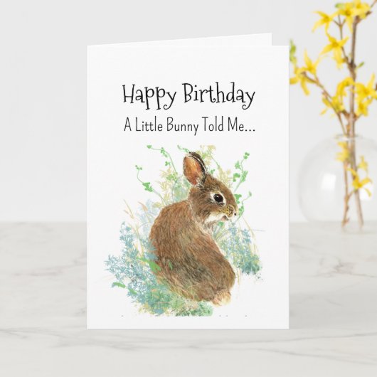 A Bunny Rabbit Personality Birthday Fun Animal カード (黄色い花)