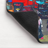 A busy Oxford Street with shoppers and red buses.  マウスパッド (コーナー)