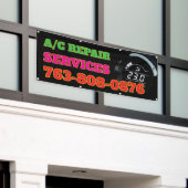 A/Cリペアサービスのカスタムバナー 横断幕 (ビルの外側)