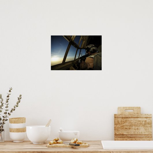 A C-130 Hercules pilot scans the horizon ポスター (キッチン)