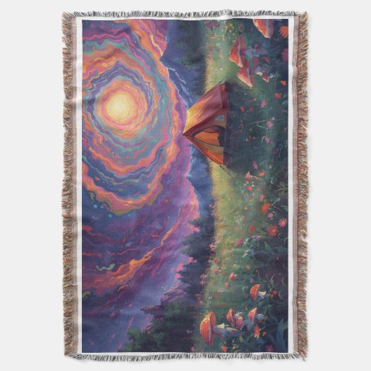 A camping scene throw blanket  スローブランケット (正面縦)