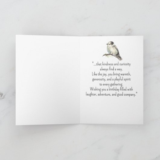 A Canada Gray Jay Personality Birthday Fun Bird カード (内部)