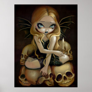 A Candle in the Dark gothic fairy skull Art Print ポスター