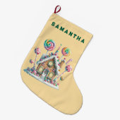  A Candyland Christmas Personalized Stocking ラージクリスマスストッキング (正面 (吊り時))