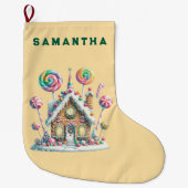 A Candyland Christmas Personalized Stocking ラージクリスマスストッキング (正面)
