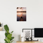 A canoe rests on the shore of Pawtuckaway Lake ポスター (ホームオフィス)
