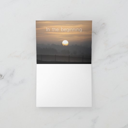 A card with the words 'In the beginning' サンキューカード (内部)