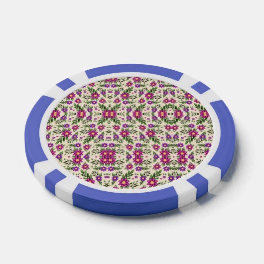 A casino chip features intricate floral patterns ポーカーチップ (シングル)