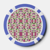 A casino chip features intricate floral patterns ポーカーチップ (裏面)
