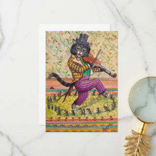 A Cat 遊's fidddle by Louis Wain サンキューカード