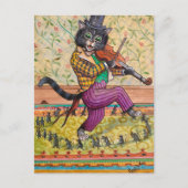 A Cat 遊's fidddle by Louis Wain ポストカード (正面)