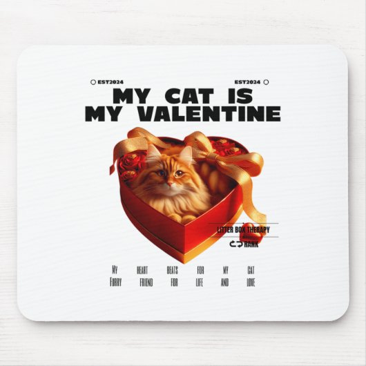 A Cat In The Box Therapy Happy Valentine Day Funny マウスパッド (正面)