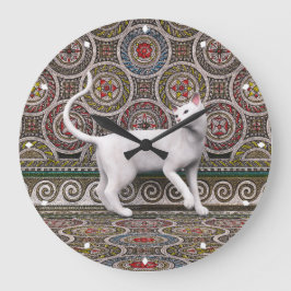 A cat on the mosaic large clock ラージ壁時計