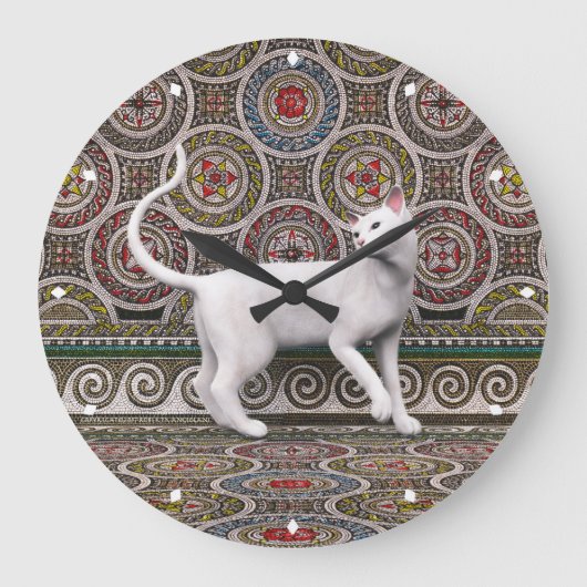 A cat on the mosaic large clock ラージ壁時計 (正面)