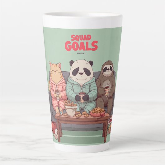 A Cat, Sloth, and Panda's Ultimate Netflix Night カフェラテマグ (正面)