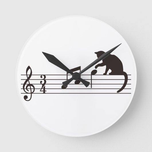 A Cat Toying with Notes ラウンド壁時計 (正面)