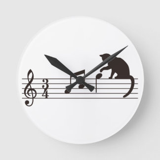 A Cat Toying with Notes ラウンド壁時計