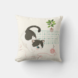 A Cat's Day - Red Yarn クッション