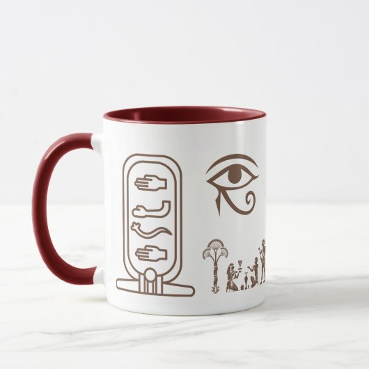 A ceramic mug with an ancient Egyptian design  マグカップ (左)