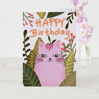 "A charming birthday greeting card for cat lovers, 箔グリーティングカード