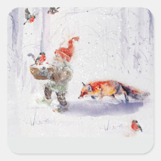 A charming Scandinavian winter scene  スクエアシール