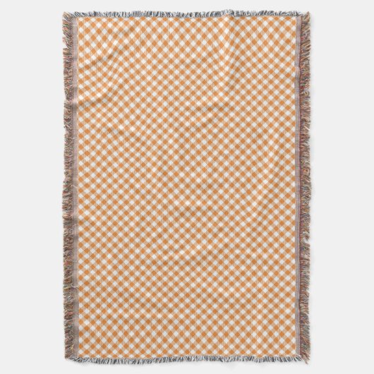 A checkered pattern throw blanket with orange  スローブランケット (正面縦)
