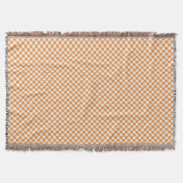 A checkered pattern throw blanket with orange  スローブランケット