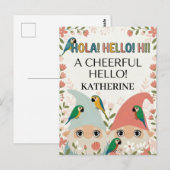 "A Cheerful Hello" Multilingual Gnome Greeting ポストカード (正面/裏面)