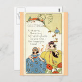 A Cheery Greeting Reproヴィンテージ1913 ポストカード (正面/裏面)
