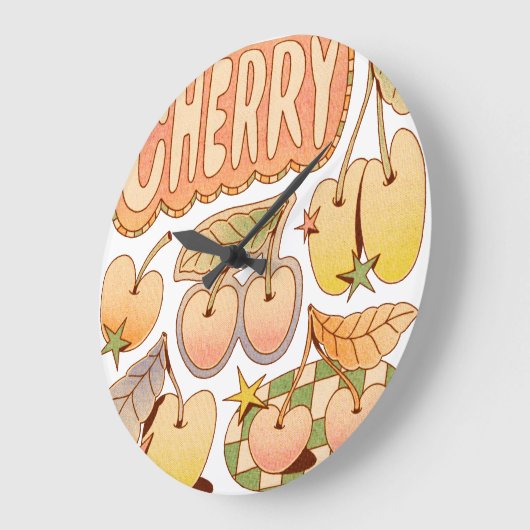 A Cherry / Cherry Illustrations ラージ壁時計 (傾斜)