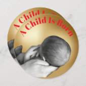 A Child Is Born Gold Holiday Card シーズンカード (正面/裏面)