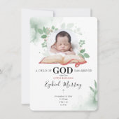 A Child Of God Has Arrived Birth Announcement Card (正面)