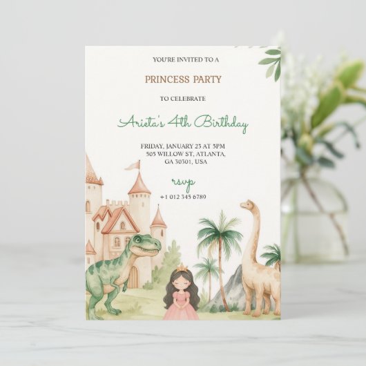 A children's party invitation with a princess 招待状 (スタンド正面)