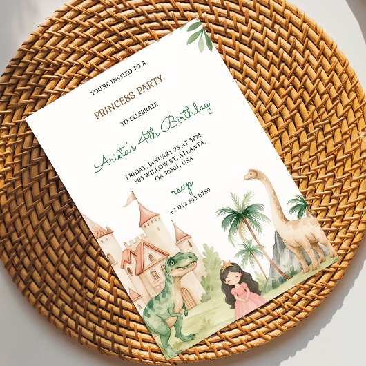 A children's party invitation with a princess 招待状