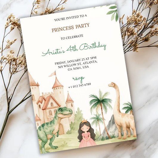 A children's party invitation with a princess 招待状