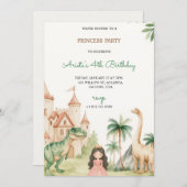 A children's party invitation with a princess 招待状 (正面/裏面)