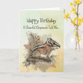 A Chipmunk Personality Birthday Fun Animal カード (黄色い花)