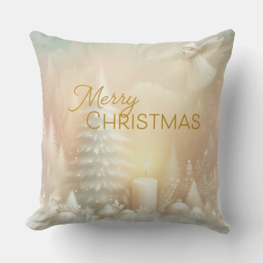 A Christmas Angel Fantasy Snowy Landscape クッション (正面)